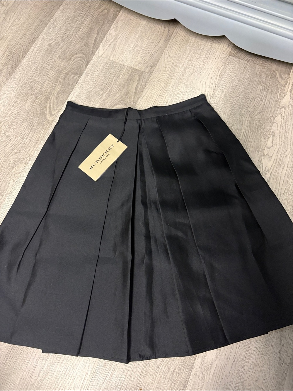 Burberry Black A-Line Pleated Skirt